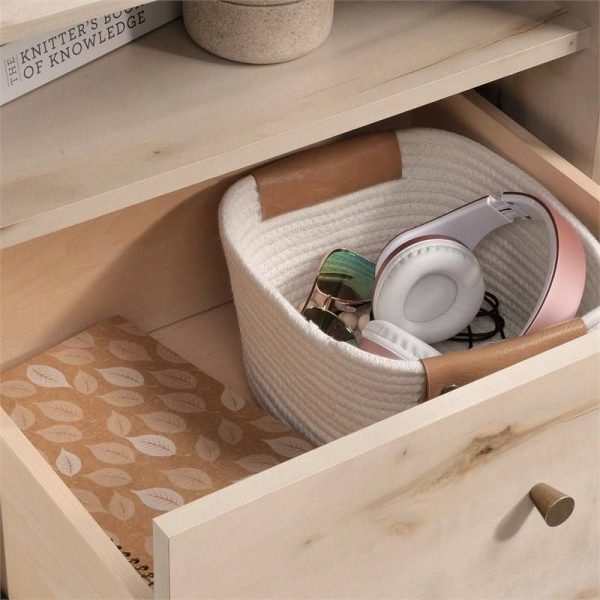 Light Maple Wood Farmhouse Style 1-Drawer Nightstand with Open Shelf - Image 3