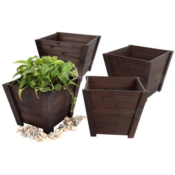 Set of 4 - Small Nursery Style Wooden Garden Planters - Image 2