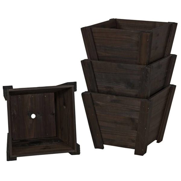 Set of 4 - Small Nursery Style Wooden Garden Planters - Image 3