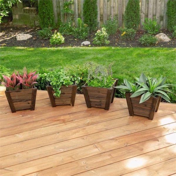 Set of 4 - Small Nursery Style Wooden Garden Planters - Image 4