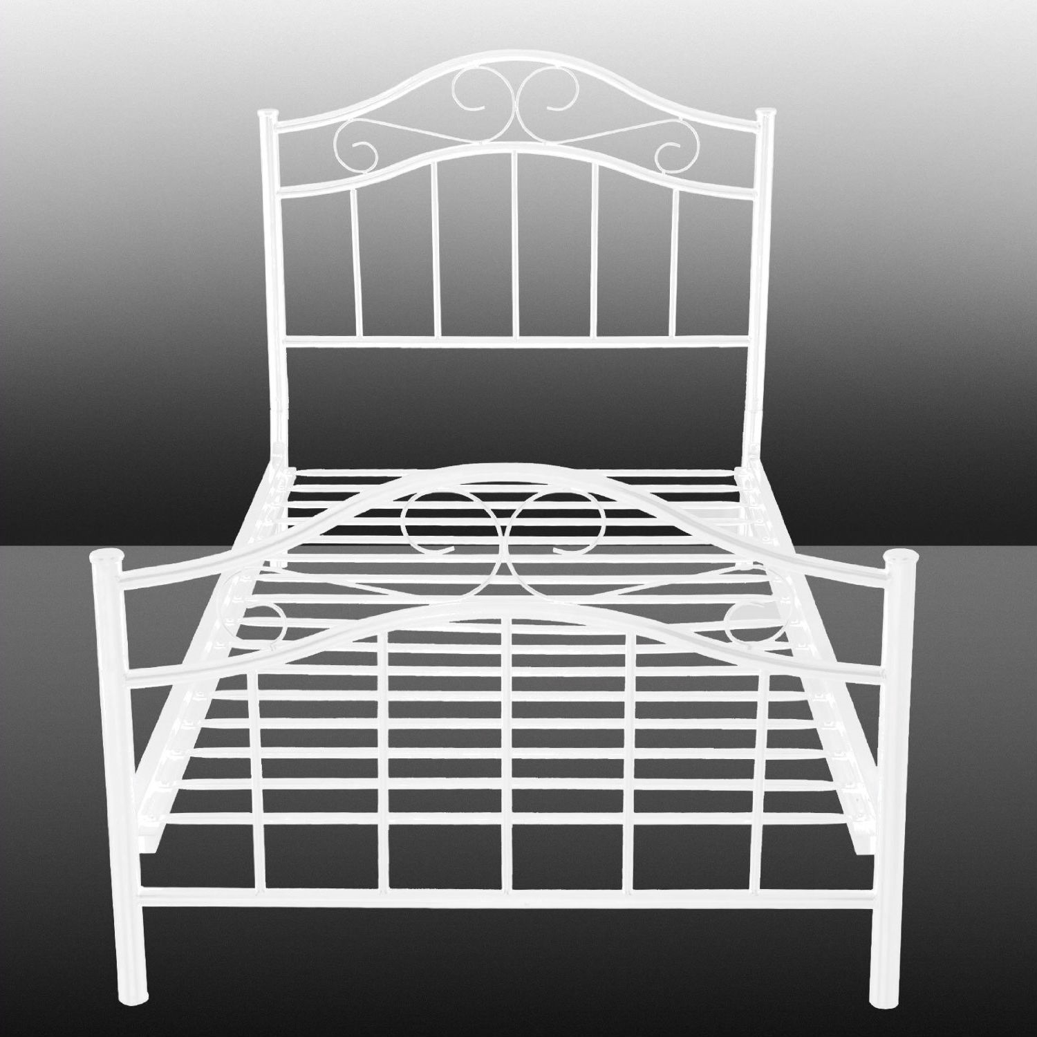 Twin size Metal Platform Bed Frame with Headboard and Footboard in White - Image 3