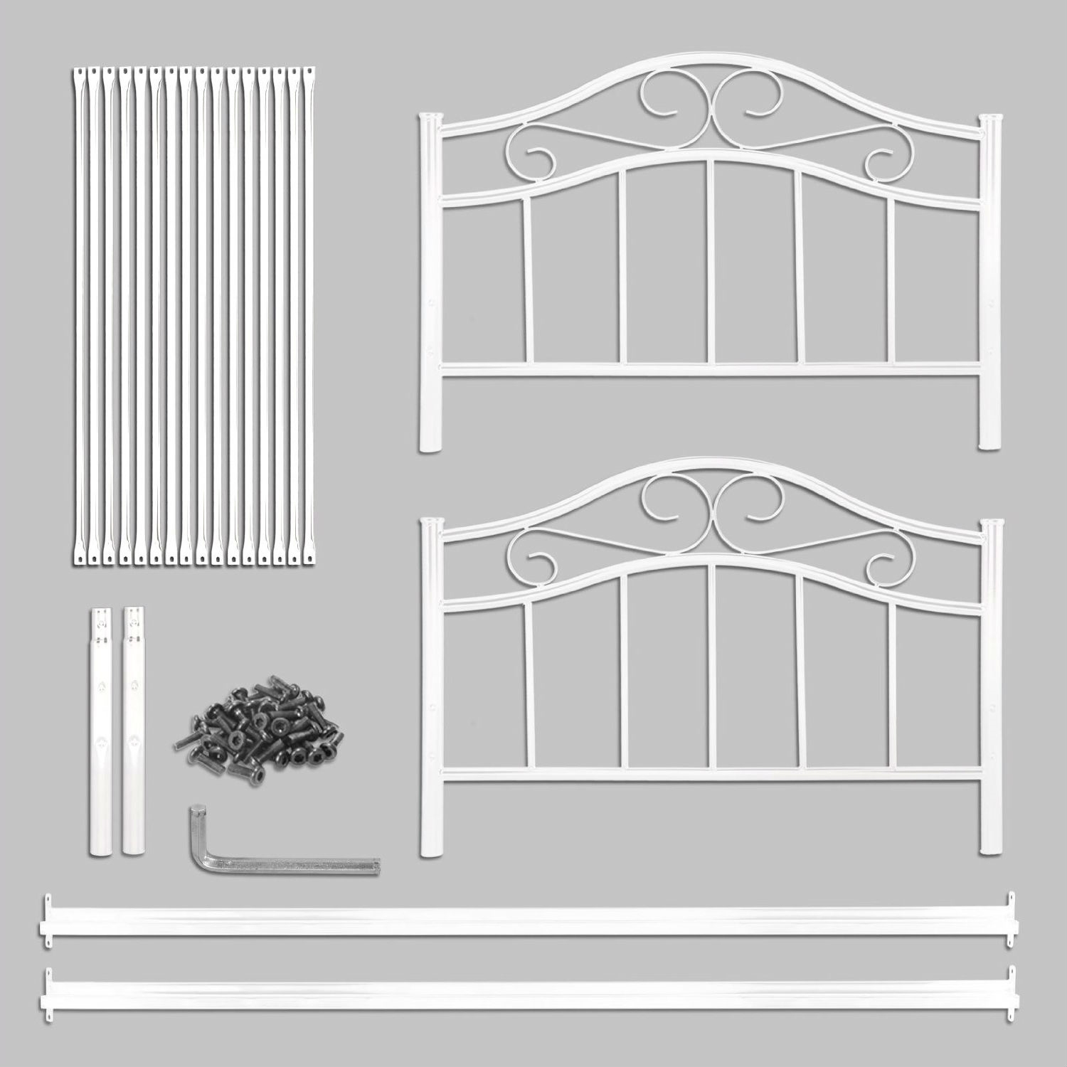 Twin size Metal Platform Bed Frame with Headboard and Footboard in White - Image 4