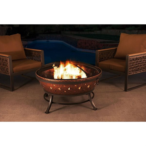 Powder Coated Steel Fire Pit 35-inch with Stand and Screen - Image 2
