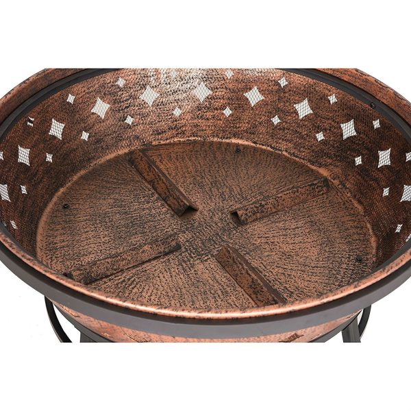 Powder Coated Steel Fire Pit 35-inch with Stand and Screen - Image 3