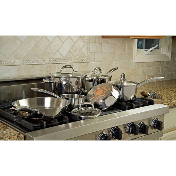 12-Piece Stainless Steel Cookware Set with Copper Bottom - Image 2