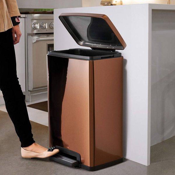 Stainless Steel 13-Gallon Kitchen Trash Can with Step Lid in Copper Bronze - Image 3