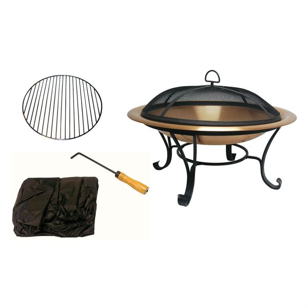 30-inch Copper Fire Pit with Steel Stand and Sprak Screen - Image 3
