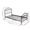 Twin size Simple Black Metal Platform Bed Frame with Headboard and Footboard - Image 2