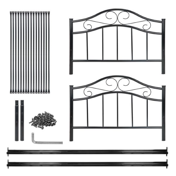 Twin size Simple Black Metal Platform Bed Frame with Headboard and Footboard - Image 4