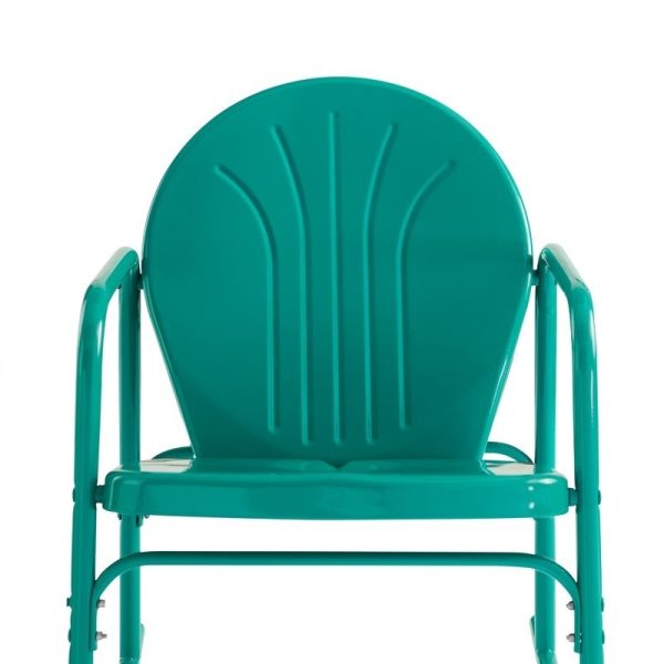 Retro Powder Coated Steel Rocking Chair Glossy Turquoise (Set of 2) - Image 4