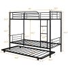 Twin over Twin Bunk bed with Trundle Bed in Black Metal Finish - Image 5