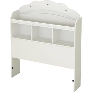 Twin size Bookcase Headboard in White Wood Finish