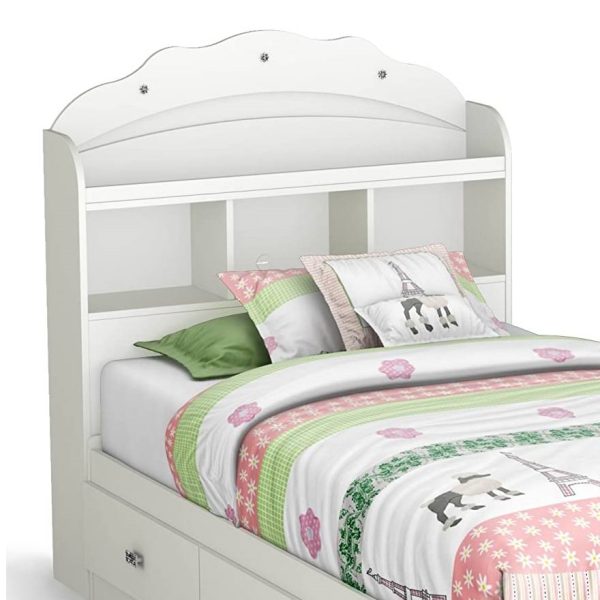 Twin size Bookcase Headboard in White Wood Finish - Image 3