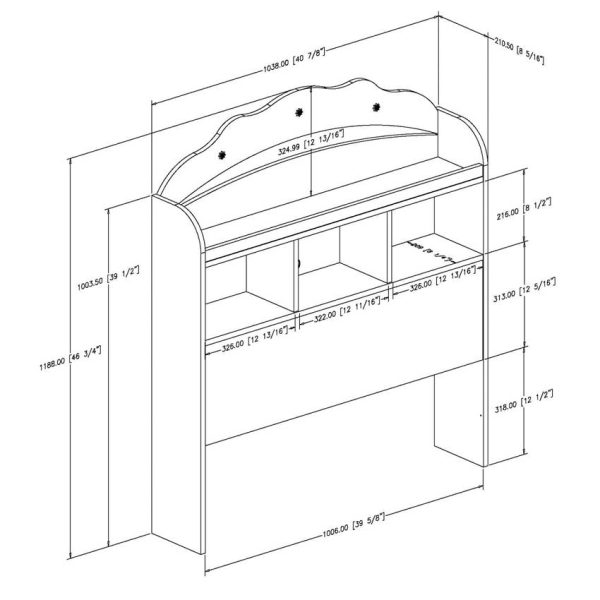 Twin size Bookcase Headboard in White Wood Finish - Image 4