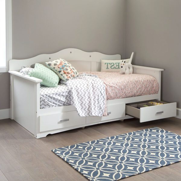 Twin size Kids Bed Daybed in White Wood Finish with 3 Storage Drawers - Image 2