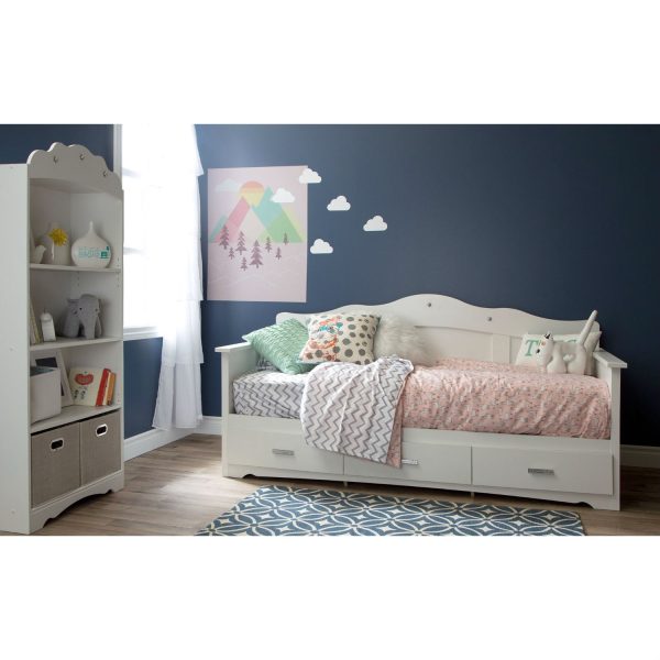 Twin size Kids Bed Daybed in White Wood Finish with 3 Storage Drawers - Image 4