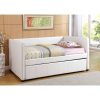 Twin White Faux Leather Upholstered Daybed with Trundle Bed - Image 2