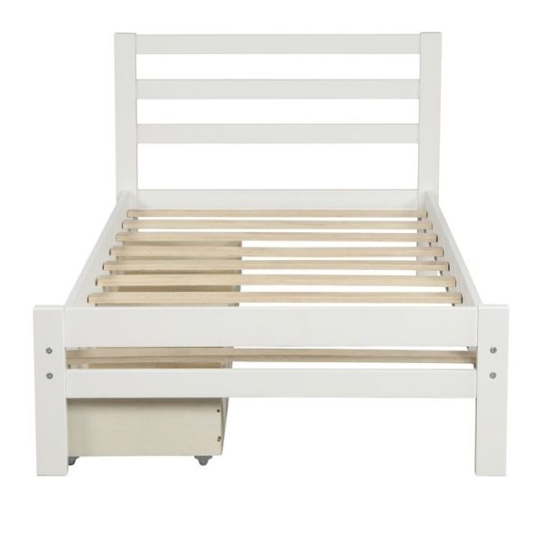 Twin size White Low Profile 2 Drawer Storage Platform Bed - Image 2