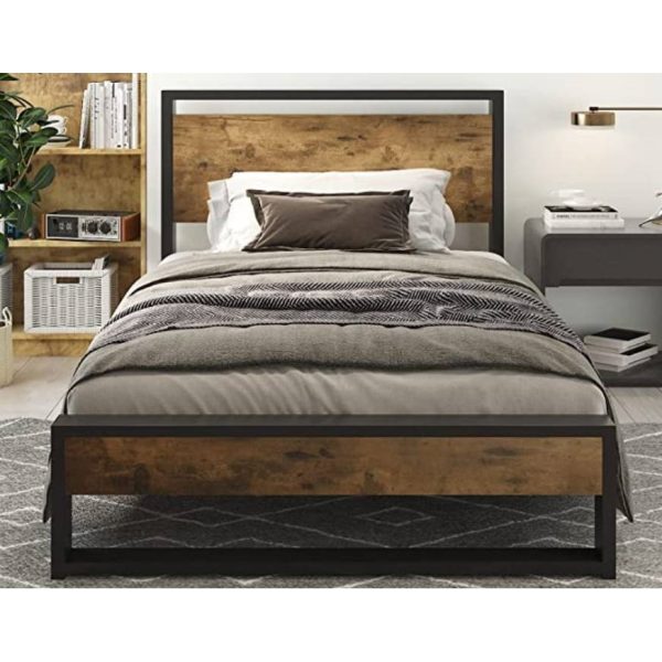 Twin Modern Farmhouse Platform Bed Frame with Wood Panel Headboard Footboard - Image 5