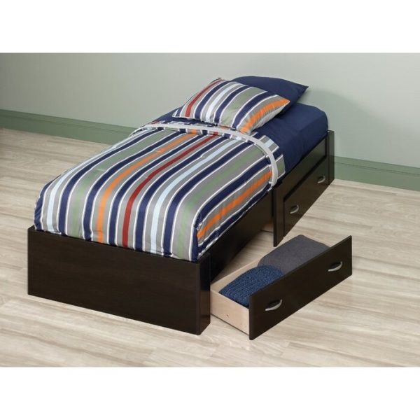 Twin Storage Platform Bed with 2 Drawers Cinnamon Cherry - Made In USA - Image 4