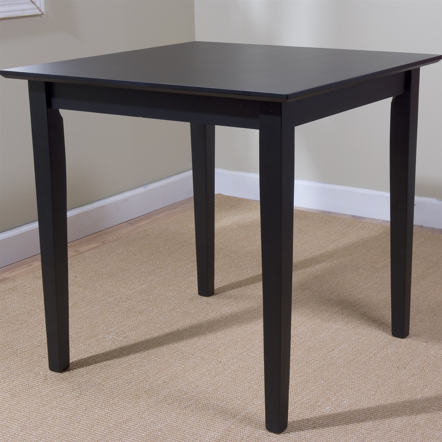 Black Square Wood Dining Table Contemporary Style w/ Shaker Legs - Image 2