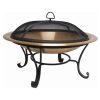 Large 35-inch Copper Bowl Fire Pit with Steel Stand and Cover