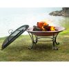 Large 35-inch Copper Bowl Fire Pit with Steel Stand and Cover - Image 2