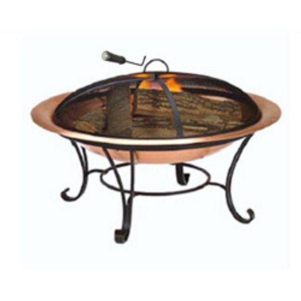 Large 35-inch Copper Bowl Fire Pit with Steel Stand and Cover - Image 3