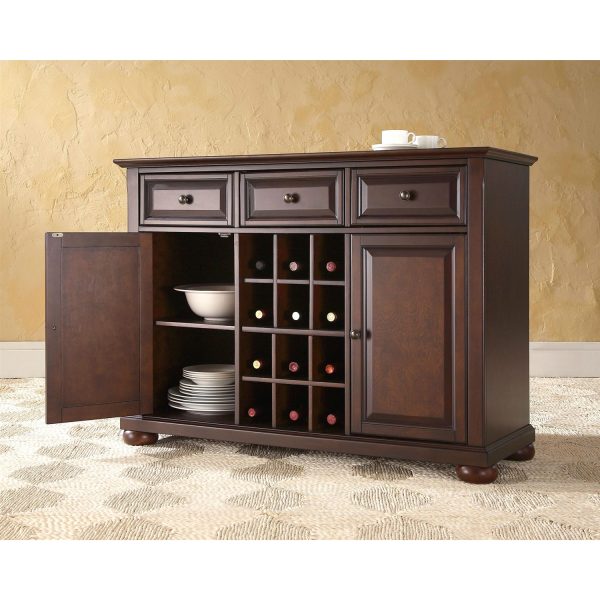 Vintage Mahogany Dining Room Organizer Sideboard Buffet Server Table - Image 3