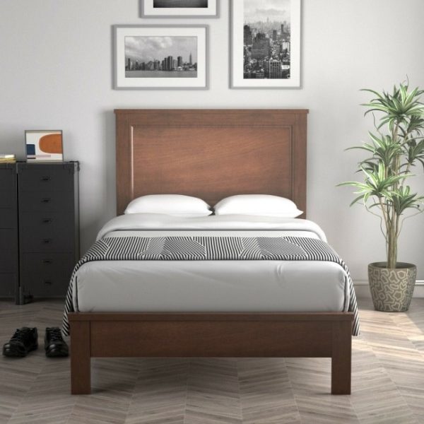 Twin Size Modern College Dorm Wooden Platform Bed in Walnut - Image 2