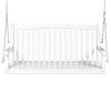 White Acacia Wooden Curved Back Hanging Porch Swing Bench with Mounting Chains - Image 2
