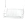 White Acacia Wooden Curved Back Hanging Porch Swing Bench with Mounting Chains - Image 3
