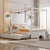 White Full Size Canopy Platform Bed with Twin Roller Trundle Bed - Image 3