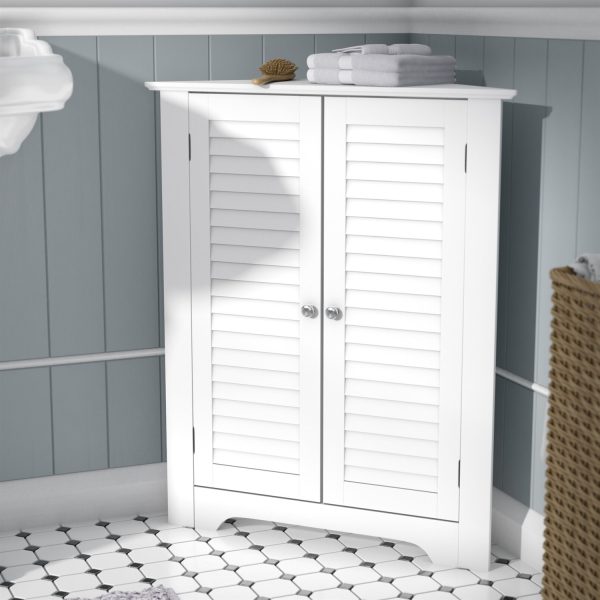 White Corner 2 Door Space Saving Bathroom Storage Cabinet - Image 2