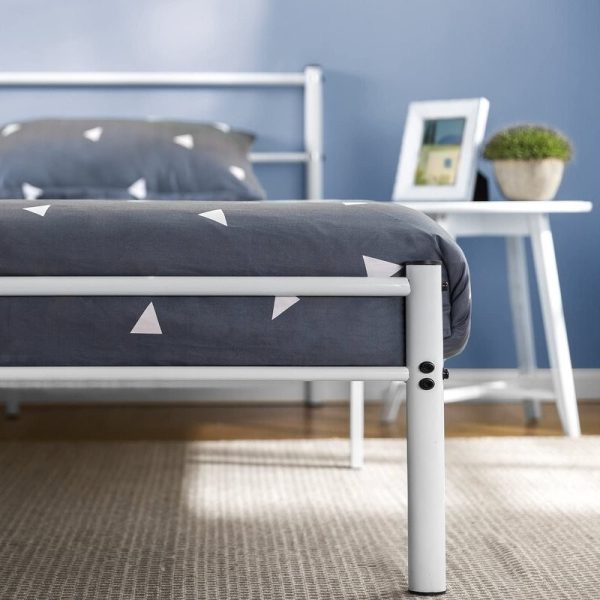 Contemporary Tubular Steel Painted White Platform Bed (Full) - Image 2