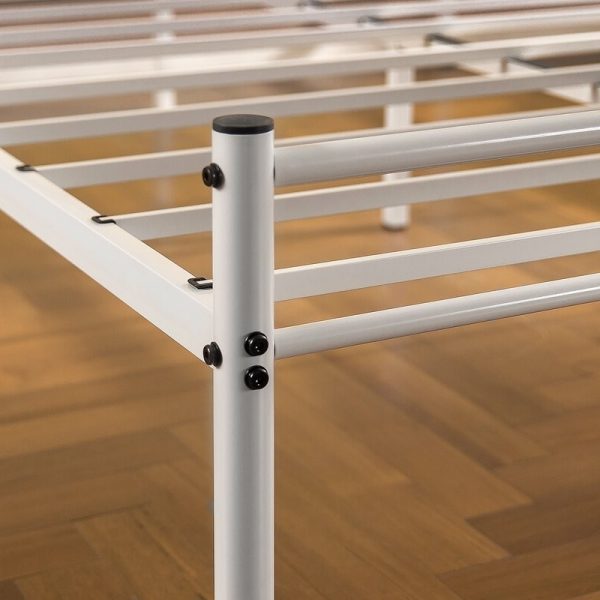 Contemporary Tubular Steel Painted White Platform Bed (Full) - Image 4
