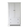 FarmHome Louvered Distressed White Solid Pine Armoire - Image 2
