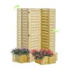 3 Panel Fir Wood Outdoor Privacy Screen with 4 Garden Bed Planters - Image 3