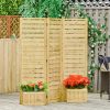 3 Panel Fir Wood Outdoor Privacy Screen with 4 Garden Bed Planters - Image 5