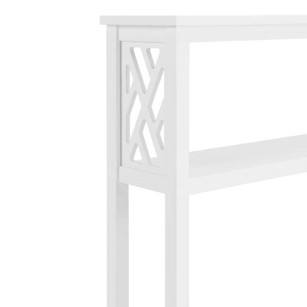 White Solid Wood Over the Toilet 1-Shelf Storage Rack - Image 4