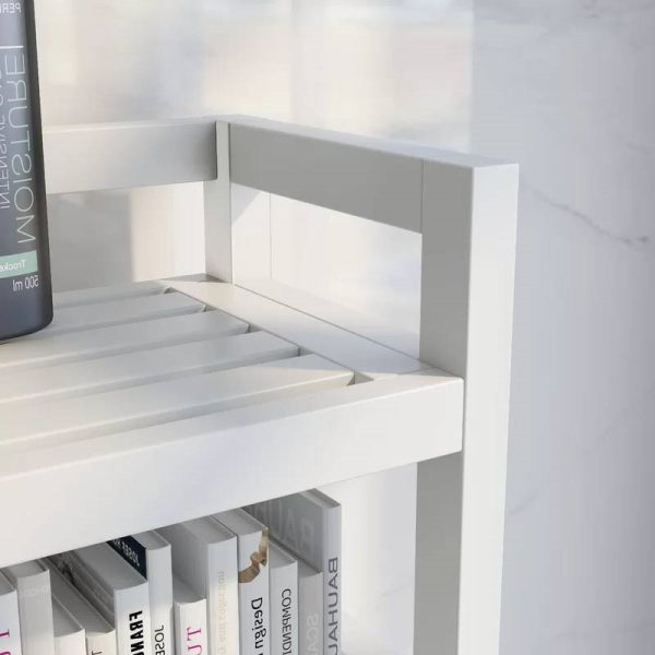White Solid Wood Over-the-Toilet Bathroom Storage Shelving Unit - Image 4