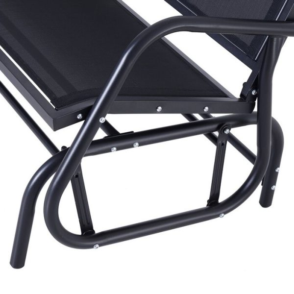 2 Seater Mesh Outdoor Patio Swing Glider Dark Gray - Image 3