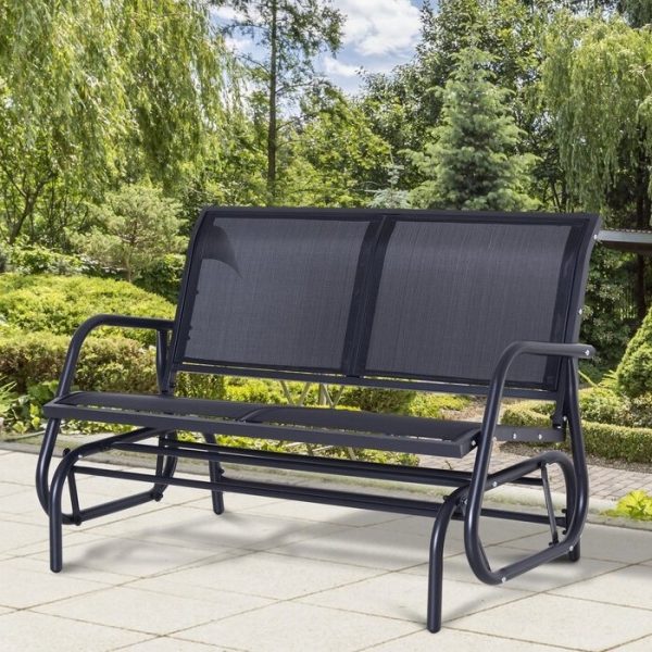 2 Seater Mesh Outdoor Patio Swing Glider Dark Gray - Image 4