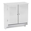 White Bathroom Wall Cabinet with Storage Shelf and Towel Bar