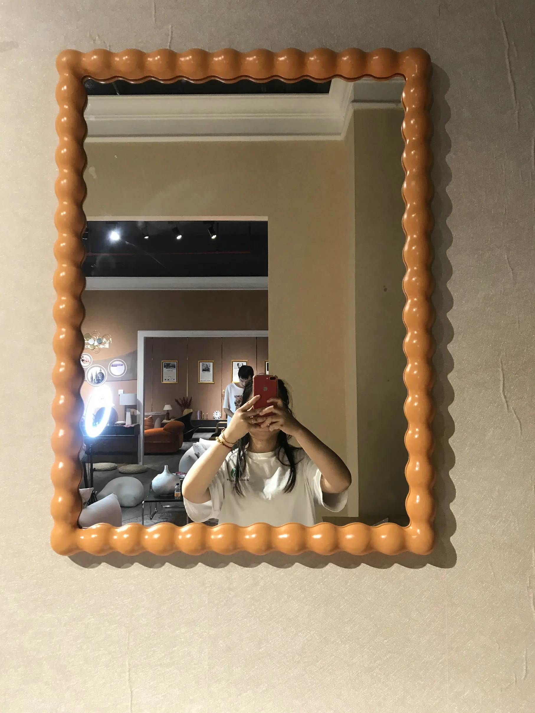 Hand Painted Lacquered Bobina Bobble Mirror Fashion Unique Design Modern Italy Wood Mid Century Modern Wall Anniversary Framed - Image 2