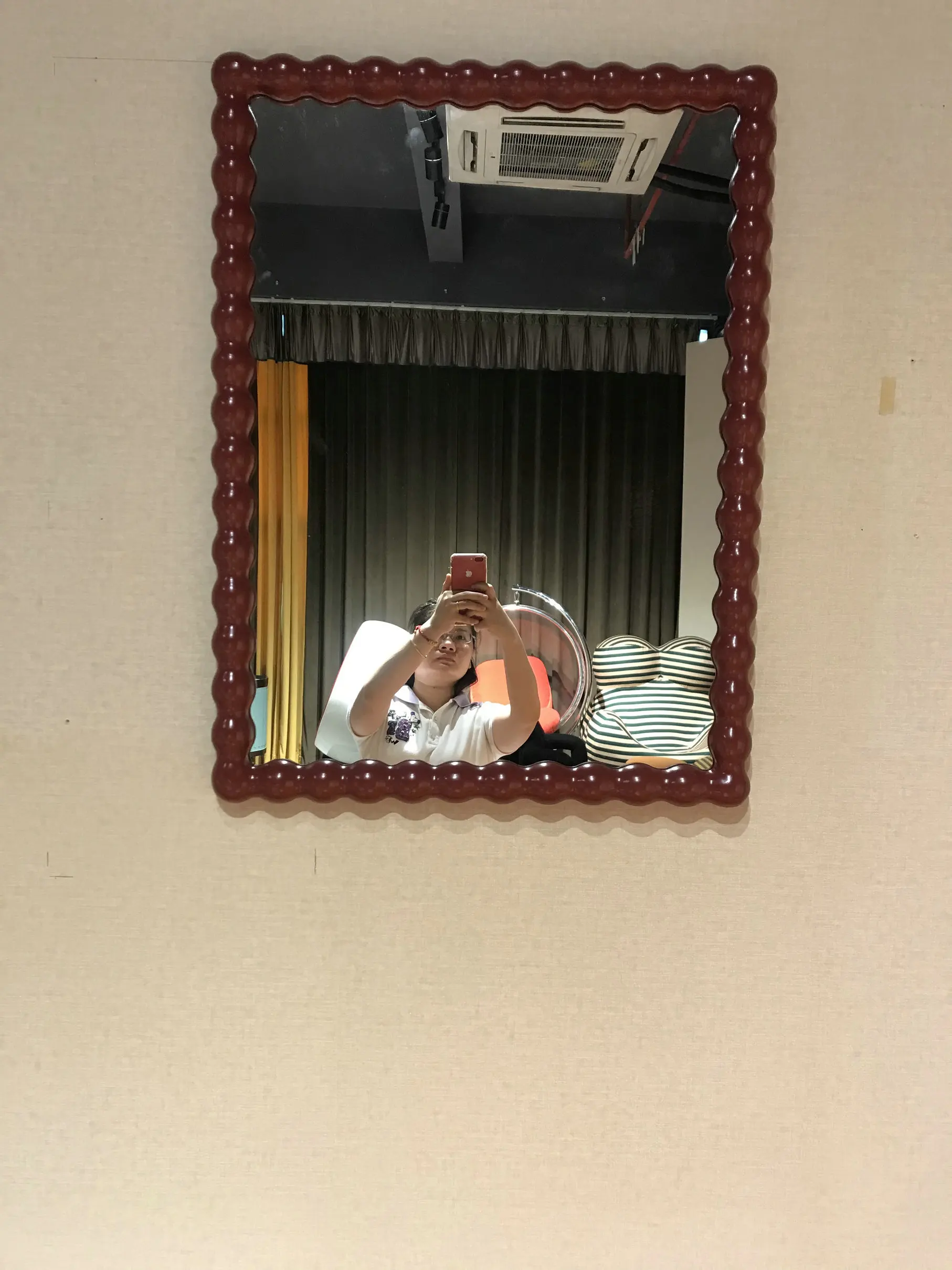 Hand Painted Lacquered Bobina Bobble Mirror Fashion Unique Design Modern Italy Wood Mid Century Modern Wall Anniversary Framed - Image 4