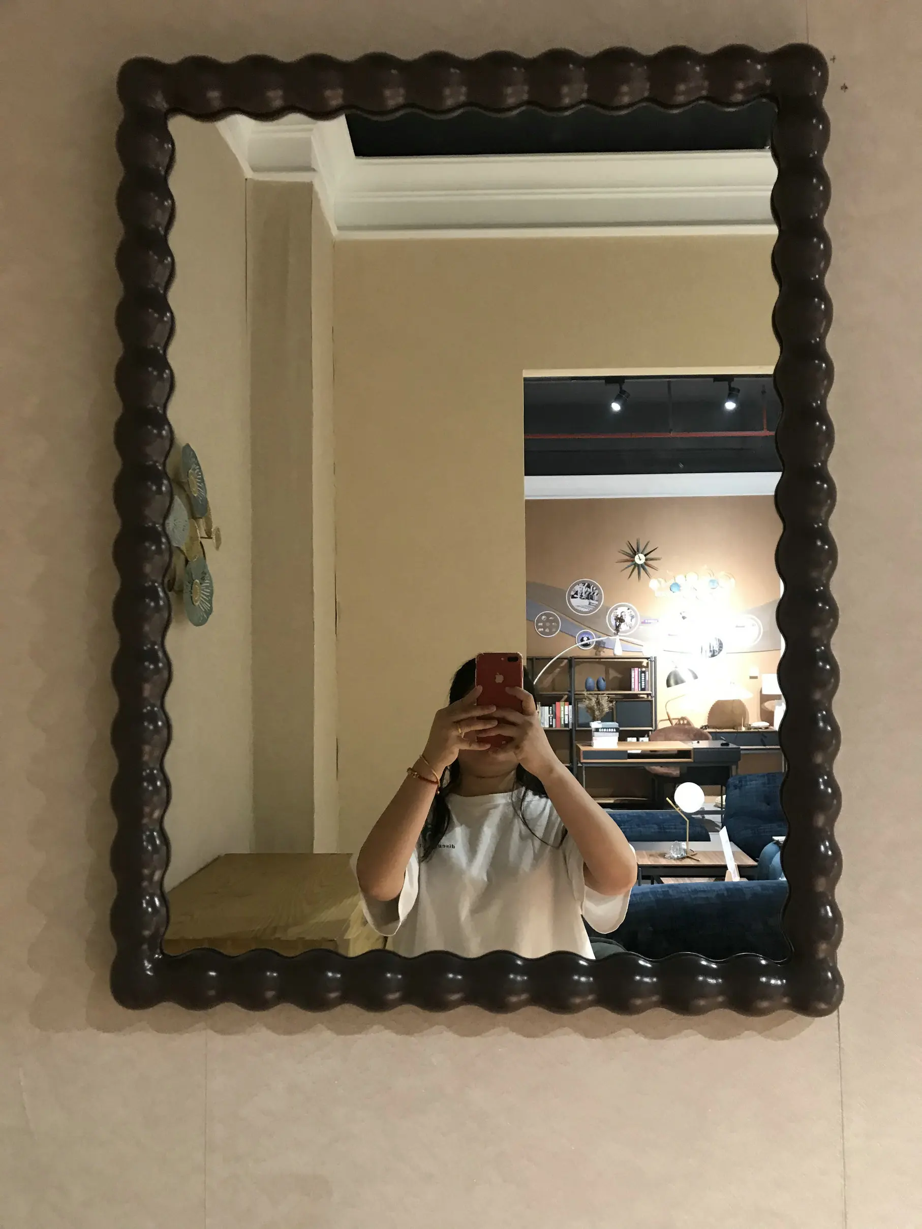 Hand Painted Lacquered Bobina Bobble Mirror Fashion Unique Design Modern Italy Wood Mid Century Modern Wall Anniversary Framed - Image 3