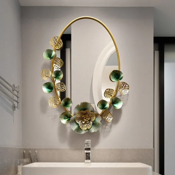 86X65 Light luxury wall mirror Iron background personality creative metal frame mirror American wall hanging accessories - Image 4