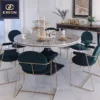 Italian Luxury Stainless Steel Dining Chair Modern Velvet Fabric Dining Chair Comfortable Back Metal Dining Chair - Image 6