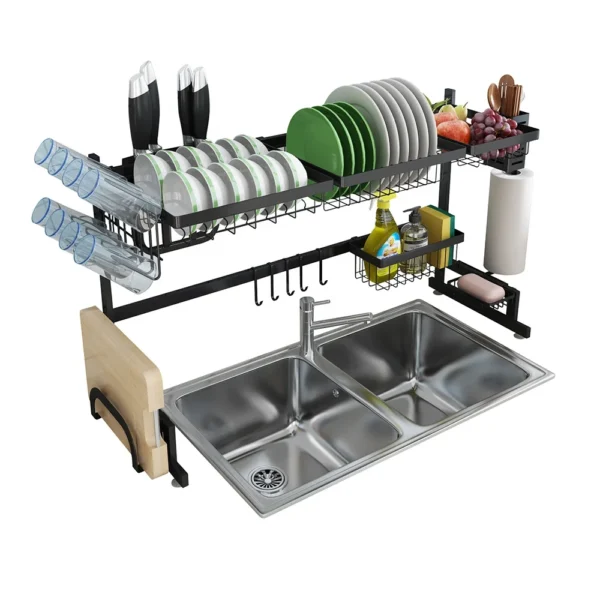 stainless steel shelf drain dish drying  storage rack over sink kitchen plate rack dish suitable for use in 15~17 inch sinks - Image 6